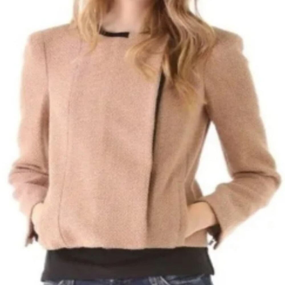 Diane Von Furstenberg Mocha Wool‎ Pulled Tweed Boucle Jacket Blazer Size 12